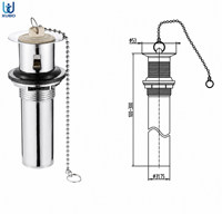 Bouchon de vidange d'évier en laiton chromé avec chaîne et boule, anti-odeur universel, facile à installer pour évier de cuisine