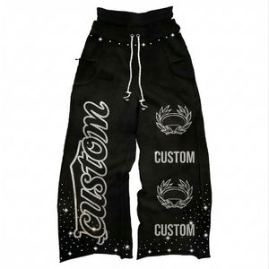 Custom Logo Men's Rhinestone Tracksuit Full Zip Hoodie And <b>Sweatpants</b> <b>Set</b> Oversized Streetwear Heavyweight Sweat Suit <b>Set</b> - Product Image 3