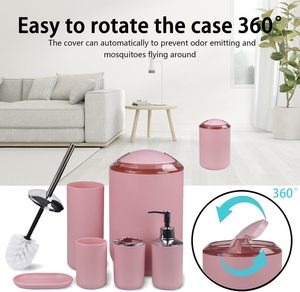 6 Piece Pink Plastic Accessories <strong>Bathroom</strong> Accessories Luxury <strong>Set</strong> for Home - Product Image 4