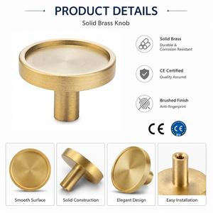 Koppalive Contemporary Round Brushed <strong>Gold</strong> Black Unlaquered Brass Furniture Drawer Hardware Solid Brass Kitchen Cabinet <strong>Knobs</strong> - Product Image 2