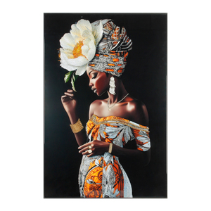 Arte mural mujer africana moderna, imagen cristal con placa MDF, obra incrustada cristales para decoración hogar - Product Image 6