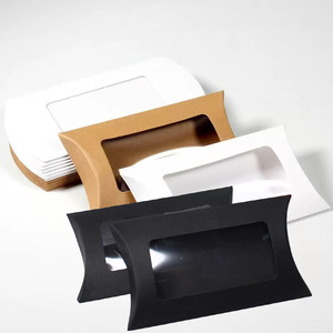 Pillow-shaped Gift Boxes With Clear <b>Window</b> Kraft Paper Recyclable For Craft And Gift Packaging - Product Image 4