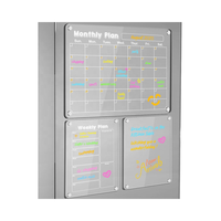 Lot de 3 Tableaux Calendrier Magnétiques en Acrylique Transparent Moderne Effaçables à Sec, Ensemble Planificateur Hebdomadaire/Mensuel, Tableau Mémo avec 6 Surligneurs pour Réfrigérateur