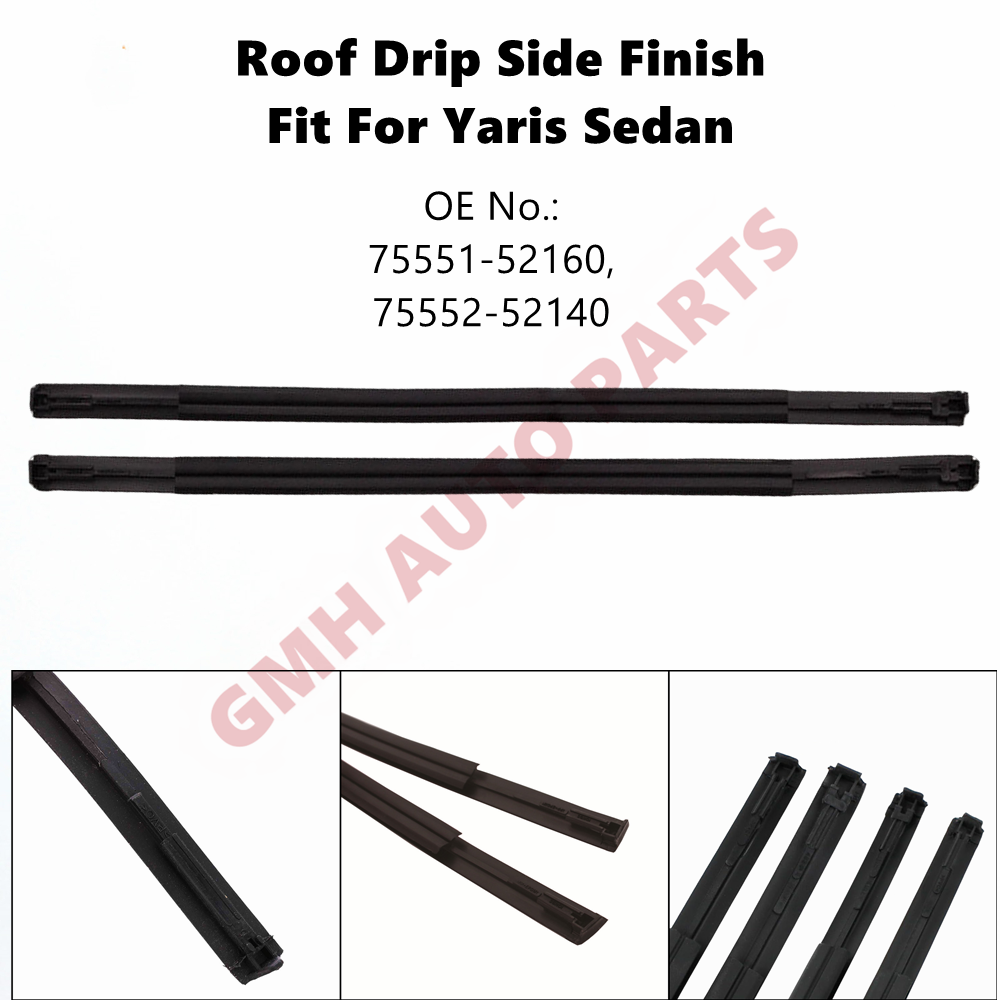 OEM Toyota Yaris / Vios / Belta Roof Drip Molding Weatherstrip Seal (2007-2012) – Left & Right Set, Black