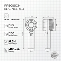 Nouveau design tendance, ventilateur portable turbo compact avec 199 réglages de vitesse, alimentation USB et écran LED, luxueux