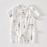 Combinaison courte à manches courtes pour bébé nouveau-né, garçon et fille, en coton peigné fin, respirant, antibactérien, style moine, pour l'été
