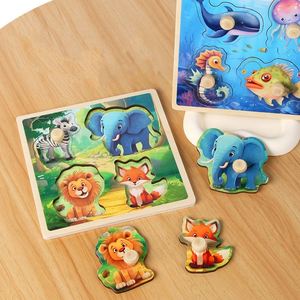Baby Safe Educational Wooden Toddler <b>Puzzles</b> for Fine Motor Skill Learning Eco-Friendly Animal Patterns with Handles Ages 2-7 - Product Image 5