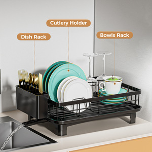 Égouttoir à vaisselle en métal pour comptoir de cuisine avec plateau de drainage, support de rangement multifonctionnel pour assiettes et vaisselle pour la <span class=keywords><strong>maison</strong></span> - Product Image 2