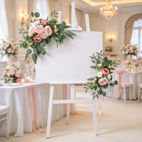 Décoration de table moderne en plastique avec arche de roses artificielles, arrangement floral fait main, panneau de bienvenue personnalisé RHD
