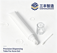 Tubo de Plástico Vacío para Crema de Ojos con 5 Capas de Material LDPE, Aplicador de Cerámica, Cabeza de Masaje y Tapa de Rosca para Uso Cosmético