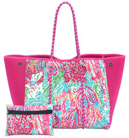 Logo personnalisé fourre-tout orange perforé sac à main de voyage étanche avec poignée en corde vacances d'été sac à provisions sac de plage en néoprène