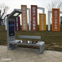 Vincentaa Banc intelligent avec panneaux solaires Chaises d'arrêt de bus extérieur Banc de patio