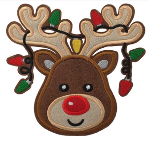 Customized Embroidery Patch with Red Nose Reindeer Wild Animal Embroidery Patches Suitable for Clothing Backpacks Holiday Gifts - Product Image 1