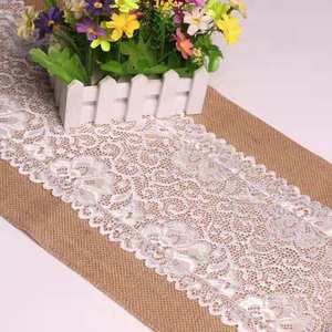 <span class=keywords><strong>Vintage</strong></span> Naturale di iuta caffè tavolo da pranzo runner decorazione di cerimonia nuziale di iuta Tela Runner - Product Image 5