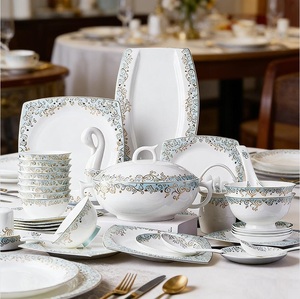 Ceramic Dishes <b>Set</b> Plant <b>Microwave</b> Safe Household Light Luxury Housewarming New House Wedding Bone China Tableware - Product Image 1