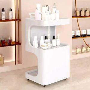 Chariot de beauté multifonctionnel en ABS blanc et rose pour salon de beauté et spa - Product Image 4