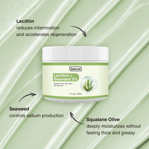 Crème hydratante pour le visage à l'extrait d'algues marines naturelles 3% avec lécithine, crème pour le visage pour peaux grasses, hydratation intensive - Product Image 2