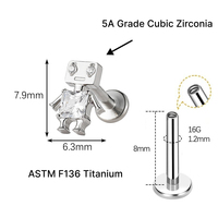 Anting-anting titanium zirkon berlapis emas 18K kualitas implan ASTM F136 JIAXIN, ulir dalam, untuk helix, tragus, bibir, pernikahan, dan aksesori tubuh.