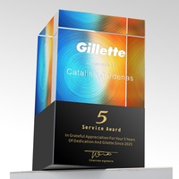 Trophée commémoratif de luxe en cristal et métal Global Square pour récompenser les équipes exceptionnelles, les employés individuels et les patrons