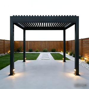 Pergola in Alluminio Impermeabile 8 X 8 Piedi con Lati e Barra, Verniciata a Polvere con LED per Giardino Esterno - Product Image 2