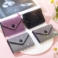 Portefeuille enveloppe en cuir de vachette de luxe pour femmes JingBo, orné de diamants, imperméable, avec fermeture éclair, porte-cartes, porte-monnaie court