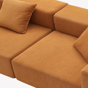 Sofá Tapizado Cuadrado Naranja de Alta Calidad con Relleno de Esponja Comprimida para Apartamentos y Villas, Venta al Por Mayor de Fábrica - Product Image 3