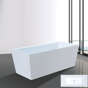 Baignoire rectangulaire moderne autoportante en acrylique et pierre artificielle avec bain à remous coloré pour intérieur - Product Image 1