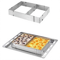 Moule à gâteau carré réglable en acier inoxydable, outil de pâtisserie antiadhésif