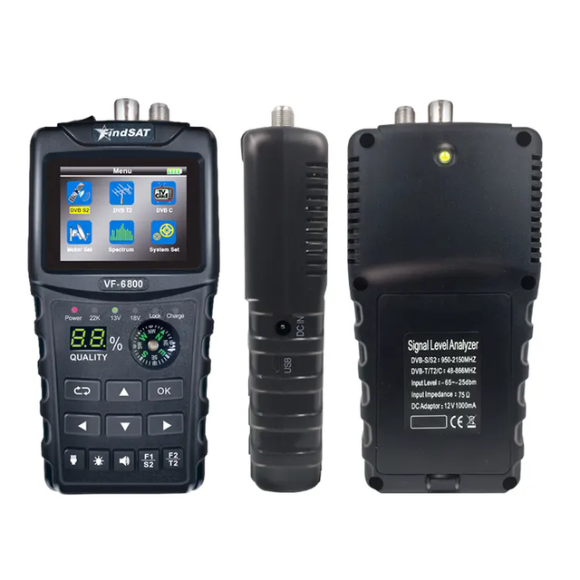 VF-6800/VF-6800P Satellite Finder Meter Support DVB-T2/DVB S2/DVBC Combo Sat Finder Meter for Satellite TV Receiver DVB T2 Tuner