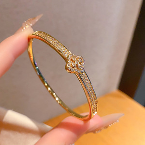 Bracelet fleur en diamant or et argent, bijoux pour femmes, cadeau, origine Yiwu, taille 5.21 2 - Product Image 2
