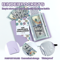 Carnet de budget avec enveloppes pour économiser de l'argent pendant 100 jours, reliure à feuilles mobiles, couverture en simili cuir - Cadeaux pour le défi des 100 enveloppes