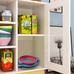 Passoire de cuisine pliable en silicone personnalisable, réutilisable, écologique, compatible lave-vaisselle, pour usage domestique et égouttage des pâtes - Product Image 4