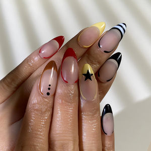 <span class=keywords><strong>Uñas</strong></span> Postizas Acrílicas Hechas a Mano con Diseño <span class=keywords><strong>de</strong></span> Lunares, <span class=keywords><strong>Uñas</strong></span> <span class=keywords><strong>Francesas</strong></span> con Estampado <span class=keywords><strong>de</strong></span> Estrellas, <span class=keywords><strong>Uñas</strong></span> Artificiales para Mujer - Product Image 5