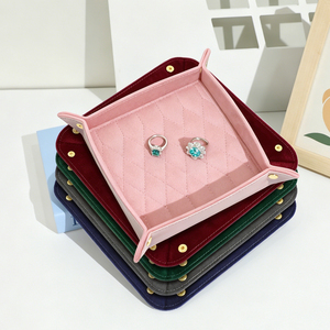 WEIMEI Custom Logo Luxury Velvet Foldable Snap Tray Wholesale Diamond Quilted Counter <b>Ring</b> Earring Jewelry Display Tray - Product Image 1