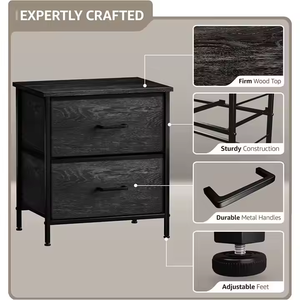 Commode moderne à 2 tiroirs avec cadre en métal, OEM et ODM, table de chevet en bois, tables d'appoint pour chambre à coucher à sortie d'usine - Product Image 4