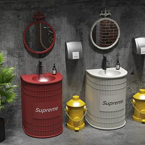 Mobile Bagno Industriale <span class=keywords><strong>Vintage</strong></span> in Metallo a Barile, Lavabo Retrò a Forma di Fusto <span class=keywords><strong>con</strong></span> <span class=keywords><strong>Specchio</strong></span> per Uso Commerciale - Product Image 2