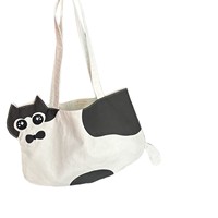 Bolso de Lona con Diseño de Gatito de Dibujos Animados, Lindo y Adorable, Bolso de Hombro para Mujer, Estudiante, de Capacidad Media, para Compras, con Cierre Abierto, para Uso Diario