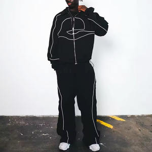 定制尼龙涤纶运动服风衣夹克拉链尼龙履带运动裤2件套防水运动服男女通用 - Product Image 3