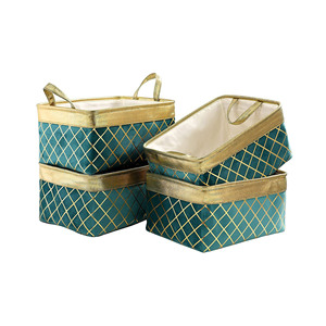 Storage Collapsible Box Basket Box Golden Nav Blue Color Toy Storage Bin Basket Collapsible Box For Toys And Sundries