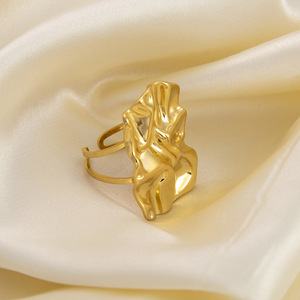 Plant Pattern Stainless Steel <b>Ring</b> 18K Gold Plated Women's Party Jewelry - Product Image 2