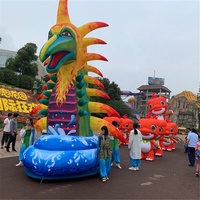 Costume de dinosaure gonflable rouge, parade de Festival, mascotte gonflable de marche