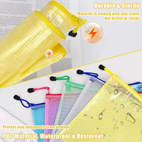 Pochette en maille de bureau avec logo personnalisé, fournitures de papeterie, classeur transparent A4 coloré, sac de documents en plastique imperméable