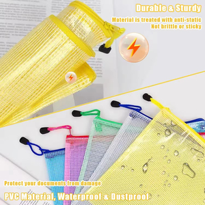 Pochette en maille de bureau avec logo personnalisé, fournitures de papeterie, classeur transparent A4 coloré, sac de documents en plastique imperméable - Product Image 4