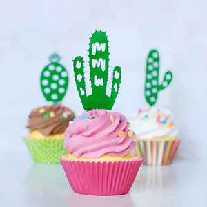 カスタマイズ可能なアクリルサボテンケーキトッパーテーマパーティーユニークなカップケーキケーキ装飾アクセサリー - Product Image 2