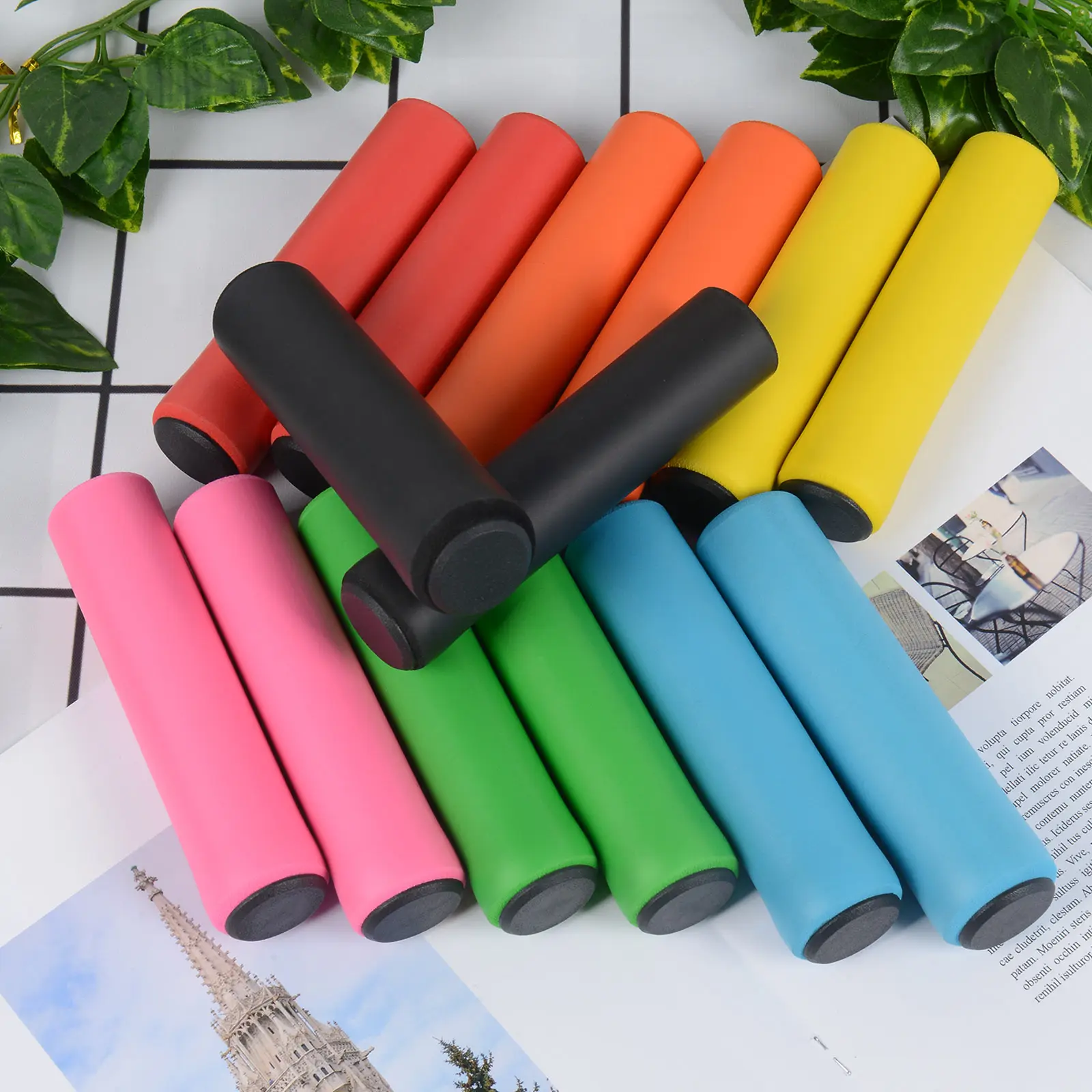 1Pair Silicone Cycling Bicycle Grips Outdoor MTB Mountain Bike Handlebar Grips Cover AntiのStrong Support Grips Bike Part