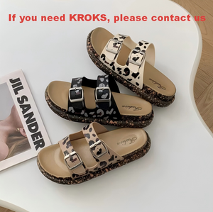 <span class=keywords><strong>Sandali</strong></span> con suola spessa da donna con motivo a stampa leopardata e ciabatte estive transfrontaliere da donna per spiaggia all'aperto - Product Image 1