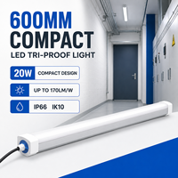 Luminaire LED compact anti-intempéries 600 mm 20 W, étanche, pour couloirs, escaliers, bureaux techniques et zones de service