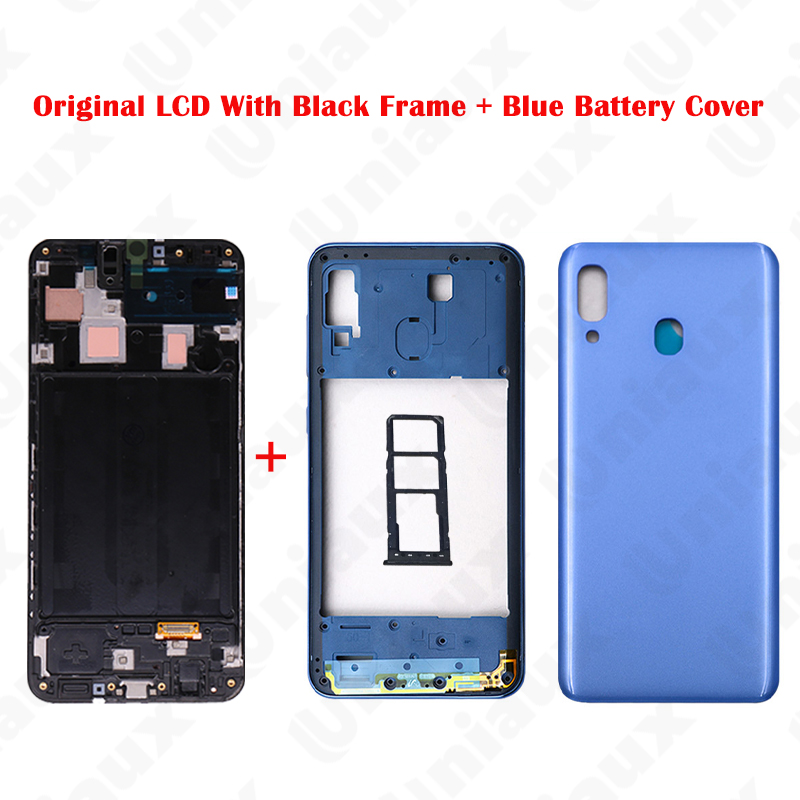 AMOLED d'origine avec cadre et cache batterie bleu