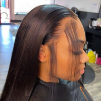 Perruque brésilienne naturelle de 30 pouces, lisse et droite, 13x6, avec dentelle frontale HD complète sans colle pour femmes noires