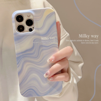 Nouvelle Coque Arrière de Téléphone Portable Antichoc en PC Motif Vague Bleue Design Luxe pour iPhone 17 15 14 16 13 12 11 Pro Max